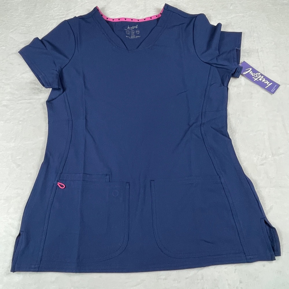 Heartsoul Break On Through Scrub Top Navy Blue V-Neck 20710 Women's M